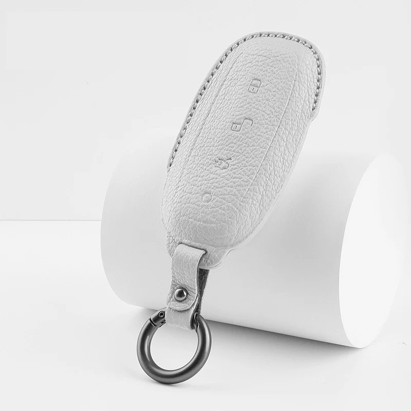 Luxury Leather Car Key Case Cover Fob Shell for DENZA - Image 4