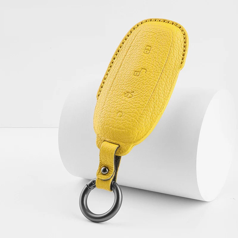 Luxury Leather Car Key Case Cover Fob Shell for DENZA - Image 5