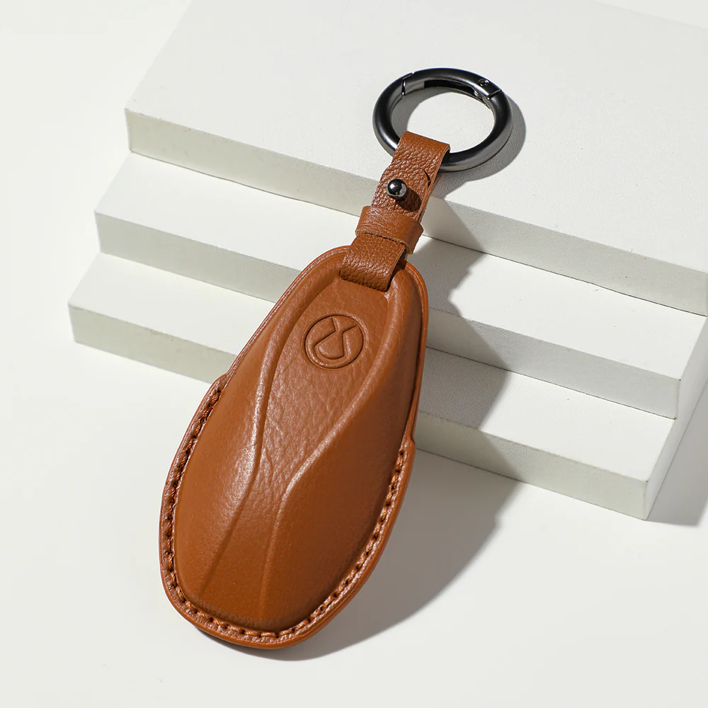 Luxury Leather Car Key Case Cover Fob Shell for Denza B5/B8 - Image 10