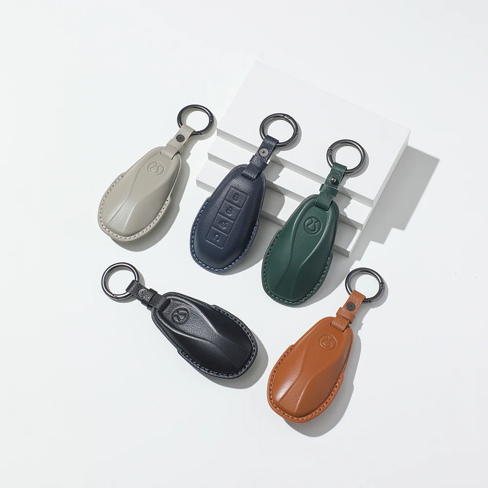 Luxury Leather Car Key Case Cover Fob Shell for Denza B5/B8 - Image 2