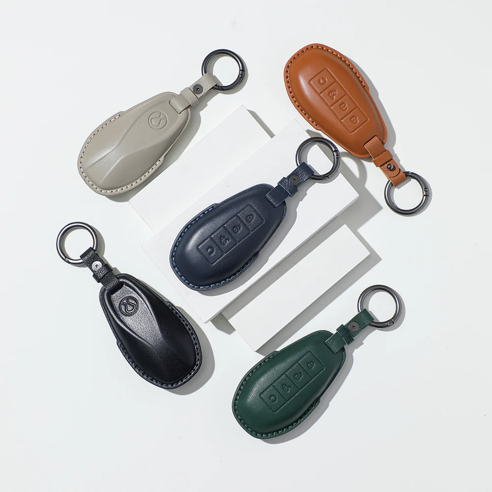 Luxury Leather Car Key Case Cover Fob Shell for Denza B5/B8 - Image 3