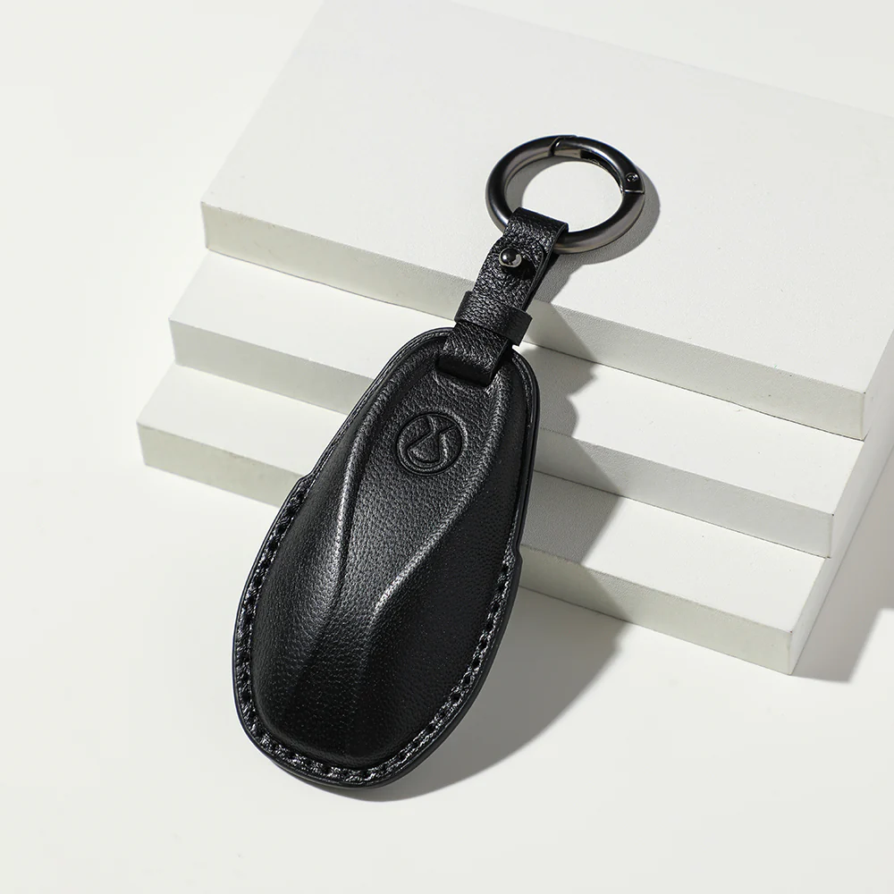 Luxury Leather Car Key Case Cover Fob Shell for Denza B5/B8 - Image 8