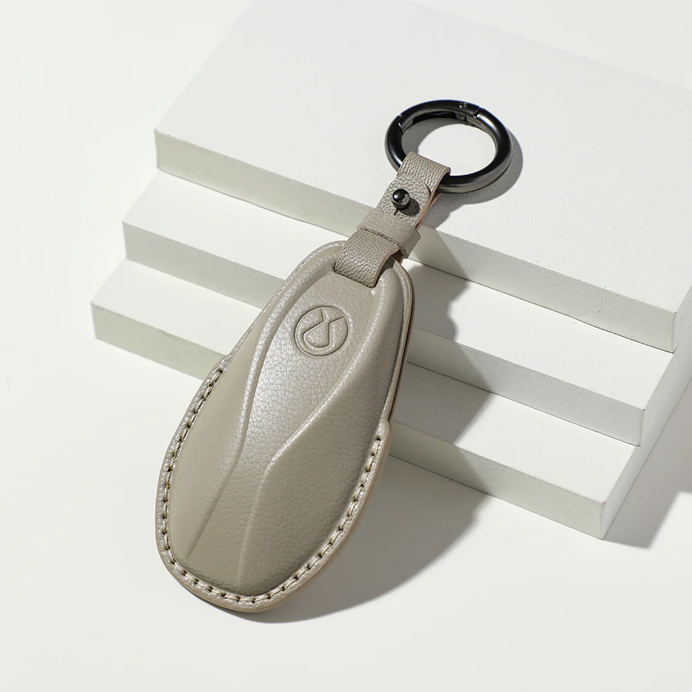 Luxury Leather Car Key Case Cover Fob Shell for Denza B5/B8 - Image 9